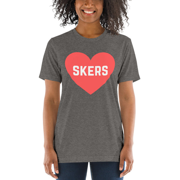 SKERS HEART in RED triblend T [multi]